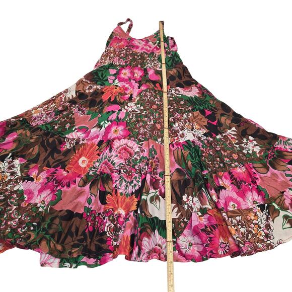 Keren Hart Womens L Midi Dress Floral Tiered Lightweight Flowy Vacation Beach - Picture 6 of 12